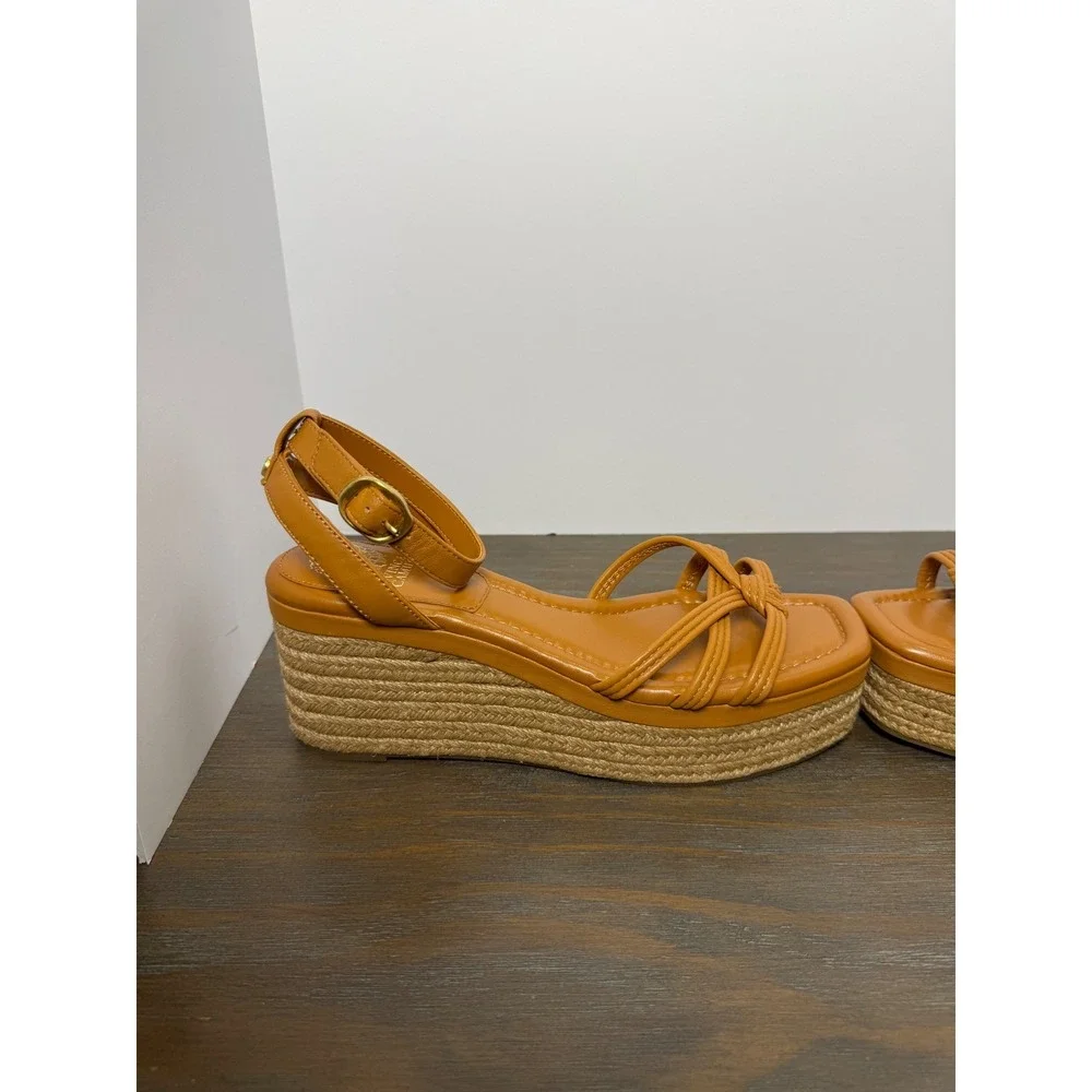 Vince Camuto Loressa‎ Strappy Platform Wedge Sandals Espadrille Tan Size 9.5
